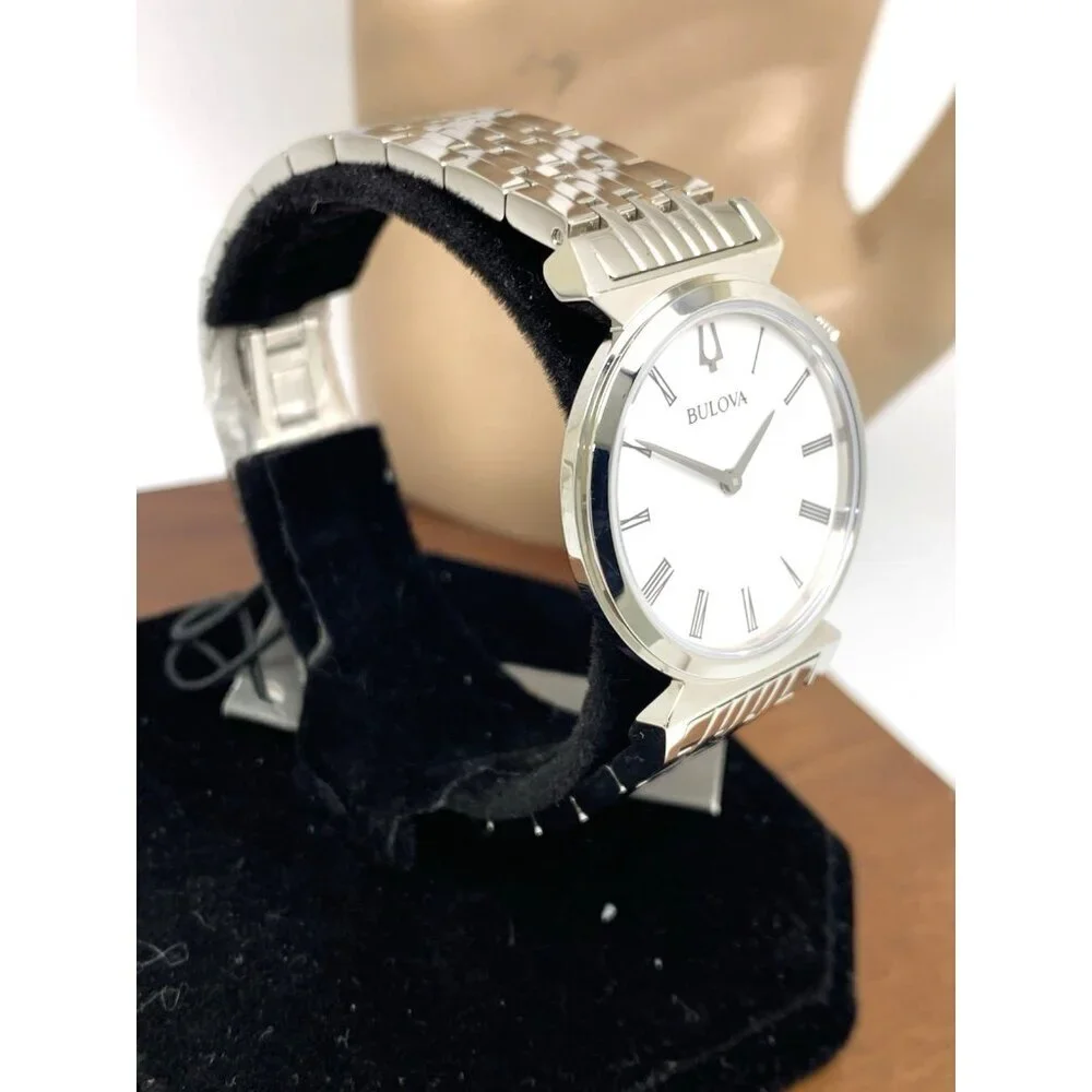 Bulova Women's Watch 96L275 Regatta Quartz Roman White Dial Silver Steel 30mm
